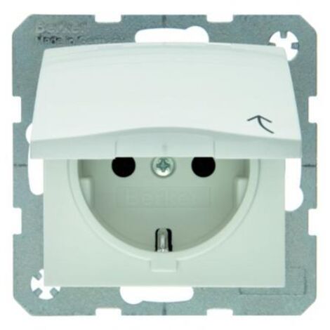 Prise SCHUKO avec couvercle rabattable S.1 pôle, blanc brillant