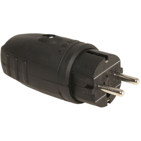 Prise Schuko, caoutchouc, IP44, noir