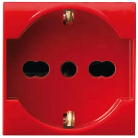 Prise Schuko contourner rouge Ave de la VIE 2 modules 442090/15TSR