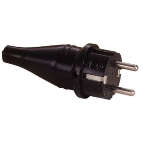 Prise SCHUKO en caoutchouc solide, DIN 49440/441, caoutchouc, IP44, noir