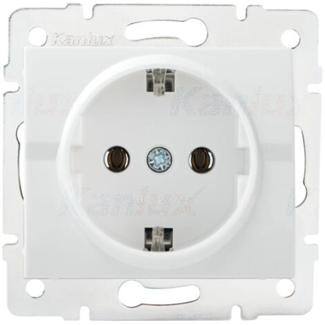 Prise Schuko encastrée – ABS ignifugé – 16A – Blanc – IP20 – Kanlux