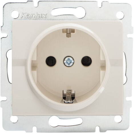 Prise Schuko encastrée - ABS ignifugé - Crème - 16A - IP20