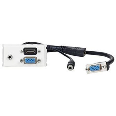 Prise secteur Vivolink WI221270 HDMI + VGA + 3,5 mm blanche