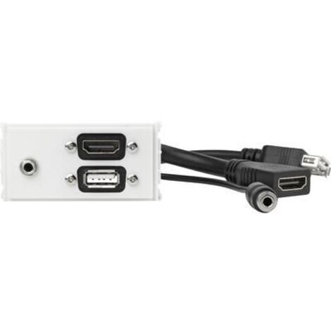 Prise secteur Vivolink WI221281 HDMI + USB-A + 3,5 mm blanche
