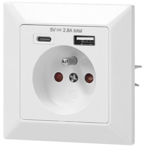 PRISE SIMPLE 2P+Z SORTIE USB-A + USB-C - ON-AE-13232