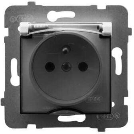 Prise simple Aria blanche avec terre 2P+Z IP44 avec clapet anti-fumée sans cadre