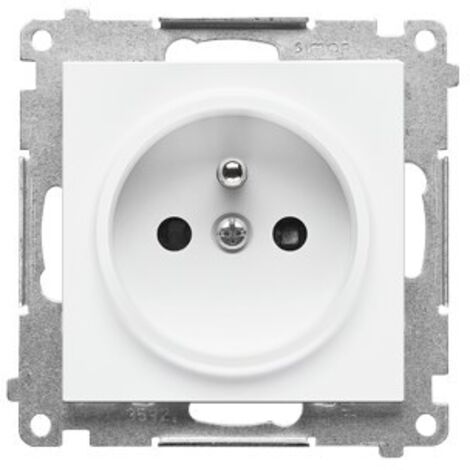 Prise simple avec terre et obturateurs (module) 16 A, 250 V, connecteurs rapides : Blanc mat, SIMON55