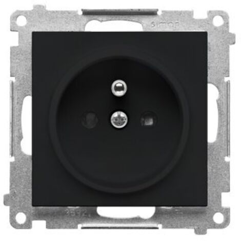 Prise simple avec terre et obturateurs (module) 16 A, 250 V, connecteurs rapides : Noir mat, SIMON55