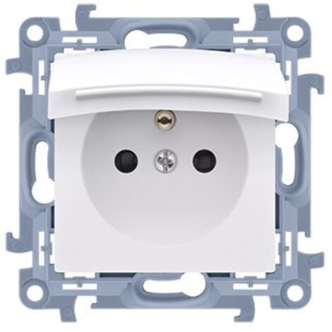 Prise simple pour version IP44 - avec joint - rabat en couleur de couvercle blanc 16A