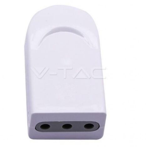 Prise simple V-TAC 10 A 2P+T avec sortie de câble droite, couleur blanche
