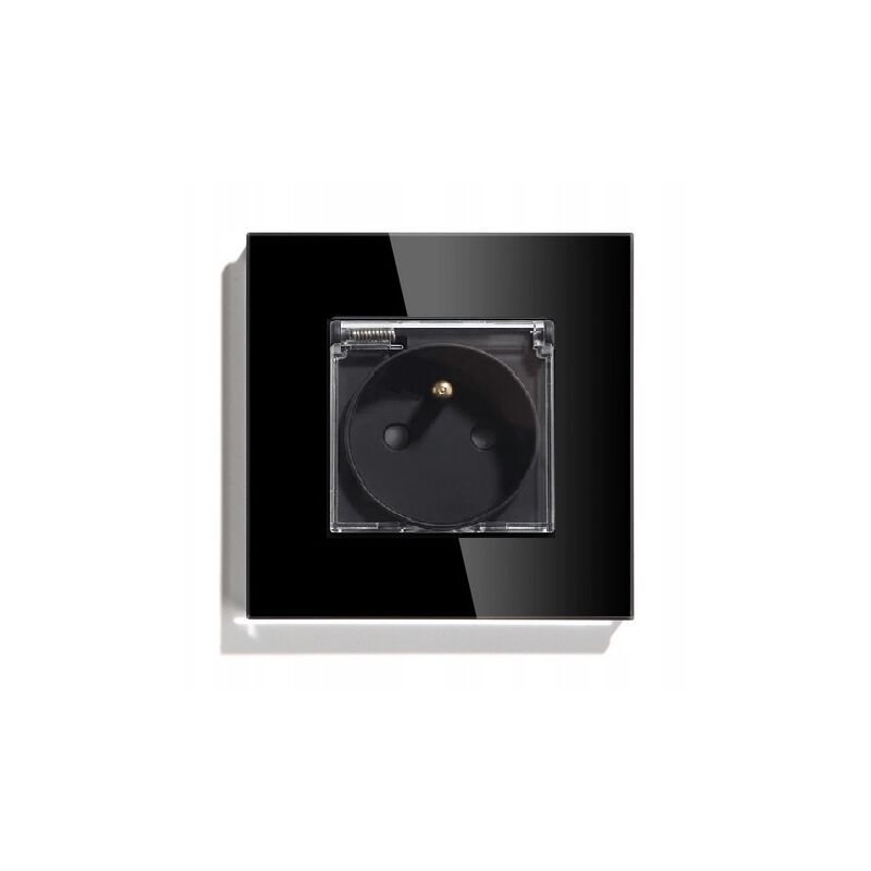 PRISE SIMPLE VERRE 86mm HERMÉTIQUE IP44 - COULEUR NOIRE