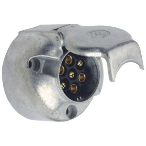 Prise socle 7 broches métal pour remorque 12V – Connexion électrique robuste – Compatible remorques – Usage intensif