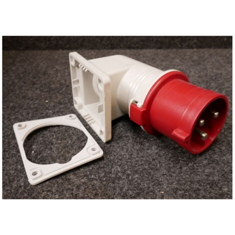 Prise socle encastrée 2P+T 32A 32A mâle rouge 380-415V 50-60Hz inclinée 9h étanche IP44 EUREKA