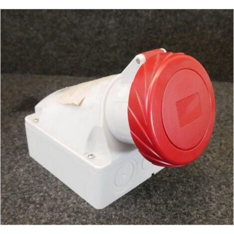 Prise socle saillie 3P+T 32A 380-415V 50-60Hz femelle clapet de protection rouge industrielle 6H IP67 Pratika SCHNEIDER
