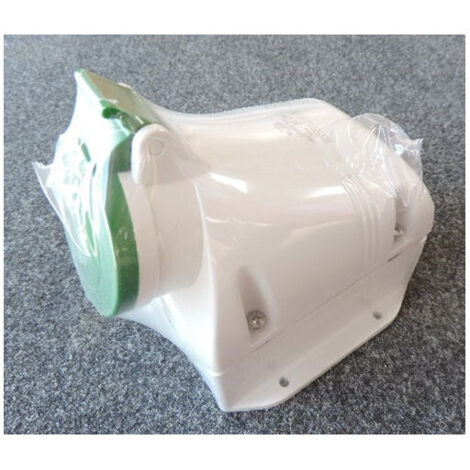 Prise socle saillie 3P+T 32A femelle tension sup 50V AC 100-300Hz vert inclinée 10h étanche IP44 OMNIA