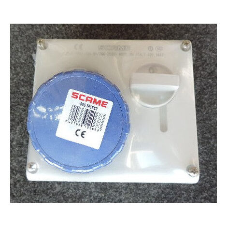 Prise socle saillie verrouillable 2P+T 16A femelle 200-250V 50-60Hz bleu 6H base 136x125mm étanche IP67 OMNIA