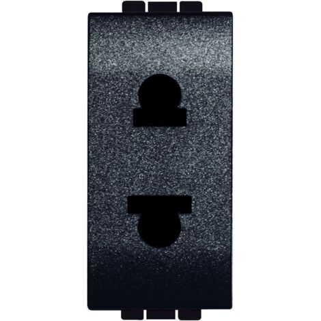 Prise standard euro US 2P+T Livinglight 127/250 V Anthracite 1 module BTICINO L4125