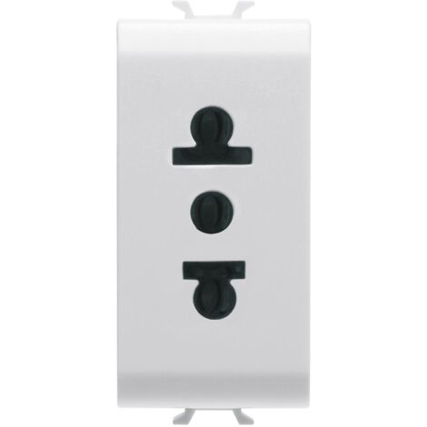 PRISE ST.EUROAMERICAIN 2P+T BLANC SAT. GEWISS GW15288