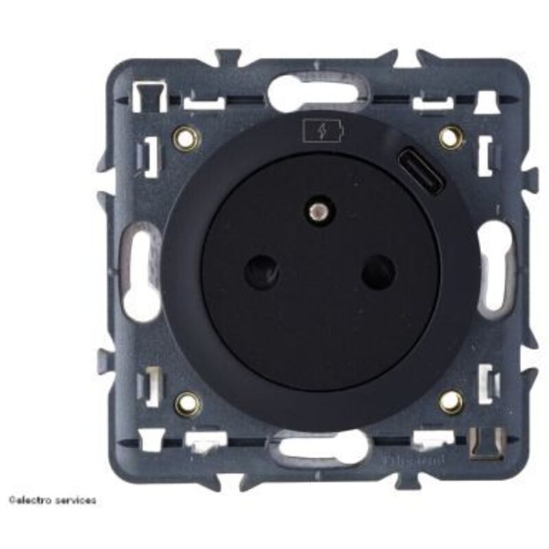 Prise de courant - 2p+t - surface - avec usb c - noir Legrand céliane cn0140