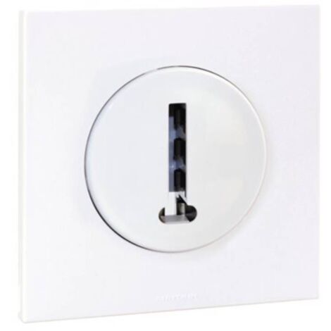 Prise téléphone en T, 8 contacts complet avec griffes et plaque - SQUARE EASY blanc - Eur'Ohm
