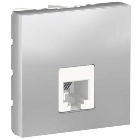 Prise téléphonique large RJ12  Schneider Serie New Unica  Aluminium