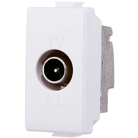 Prise télévision passante simple mâle compatible Bticino Matix couleur blanc