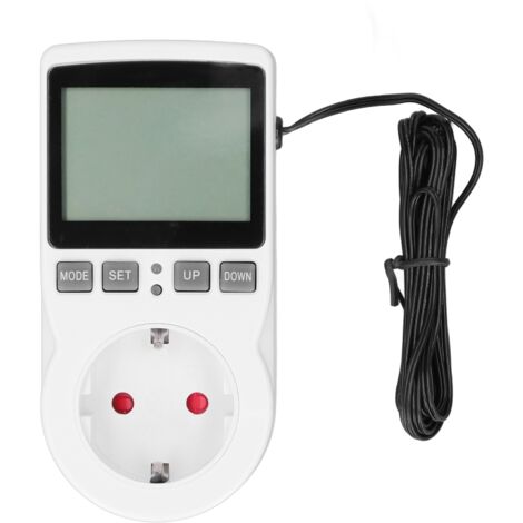 Prise Thermostat Électronique avec Affichage LCD, Boîtier ABS, 16A 3680W, 100-250V 50/60Hz, pour Contrôle de Température