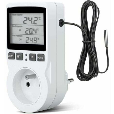Prise Thermostat, Prise Minuteur Digital, Prise Programmable Digitale avec Sonde, Minuterie Numérique Programmable, Prise Thermostat chauffage pour Serre, Aquarium