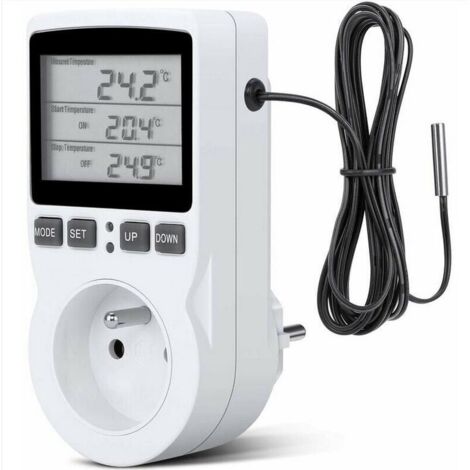 Prise Thermostat, Prise Minuteur Digital, Prise Programmable Digitale avec Sonde, Minuterie Numérique Programmable, Prise Thermostat chauffage pour Serre, Aquarium