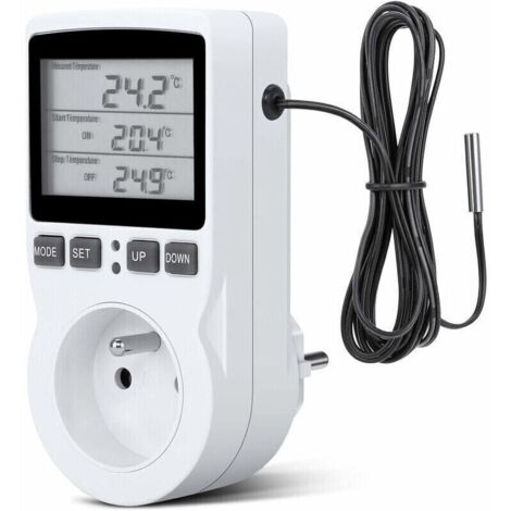Prise Thermostat, Prise Minuteur Digital, Prise Programmable Digitale avec Sonde, Minuterie Numérique Programmable, Prise Thermostat chauffage pour Serre, Aquarium