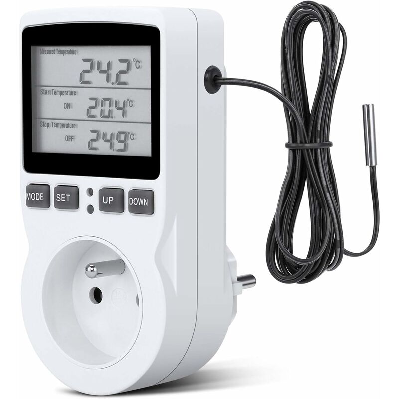 Fei Yu - Prise Thermostat, Prise Minuteur Digital, Prise Programmable Digitale avec Sonde, Minuterie Numérique Programmable, Prise Thermostat