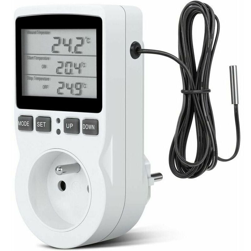 Lablanc - Prise Thermostat, Prise Minuteur Digital, Prise Programmable Digitale avec Sonde, Minuterie Numérique Programmable, Prise Thermostat