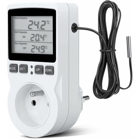 Prise Thermostat, Prise Minuteur Digital, Prise Programmable Digitale avec Sonde, Minuterie Num��rique Programmable, Prise Thermostat chauffage pour Serre, Aquarium -Versailles