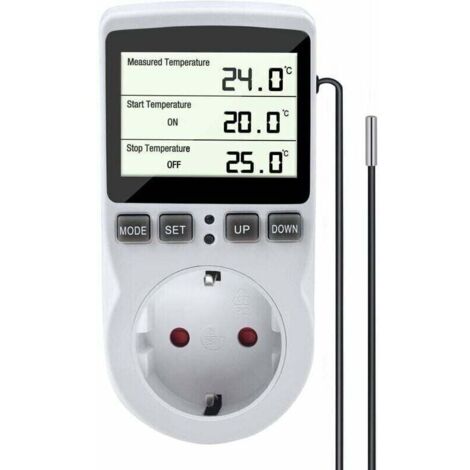 Prise Thermostat, Prise Programmable Digitale avec Sonde, Prise Minuteur Digital, Minuterie Numérique Programmable, Prise Thermostat chauffage pour Serre, Aquarium WH58EU Ikodm