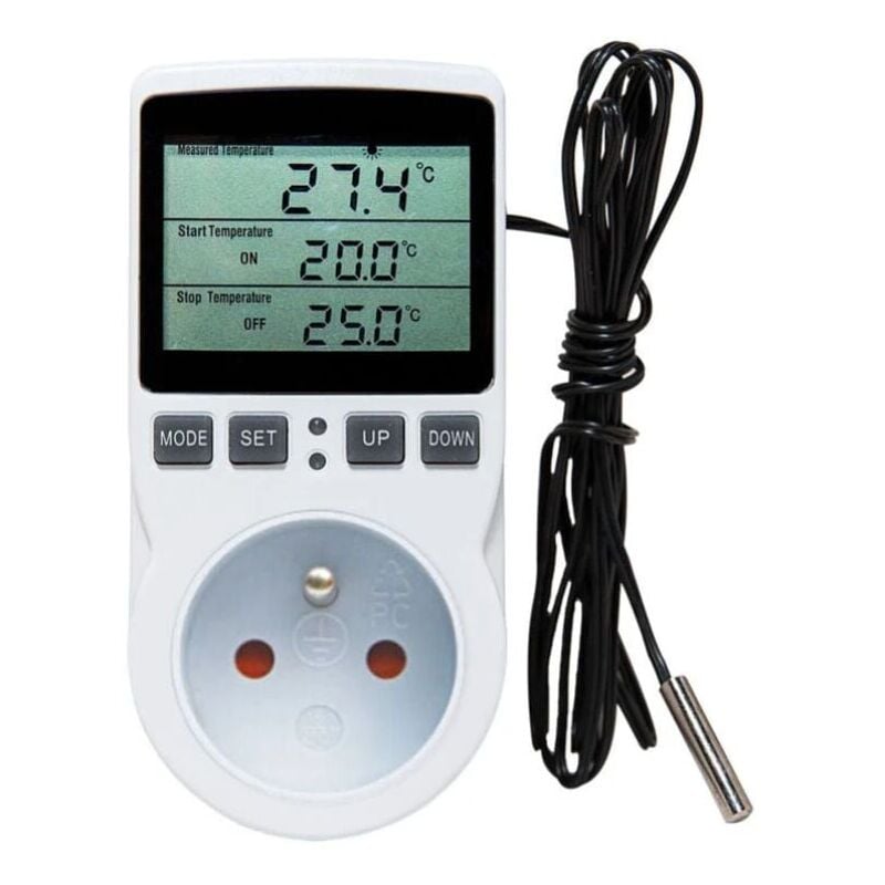 Beijiyi - Prise thermostat, régulateur de température, minuterie numérique programmable avec sonde, prise thermostat chauffage serre, aquarium 1pc