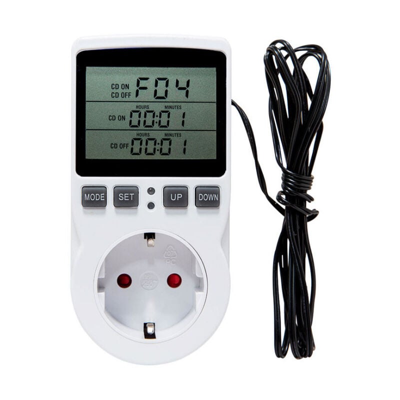 Linghhang - Prise Thermostat, Regulateur Température Numérique, Prise Programmable Digitale avec Sonde, Minuterie Numérique Programmable, Prise