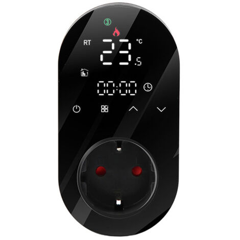 Prise Thermostatique Intelligente BHT-12LED-W, WiFi, Contrôle à Distance, Économie d'Énergie, Noir, 95-220V – Pour Chauffage & Domotique