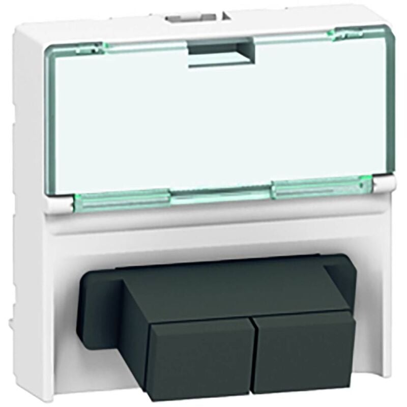Prise traversée fibre optique 2xSC Mosaic 2 modules avec porte repère transparent et connexion push pull blanc (078617)