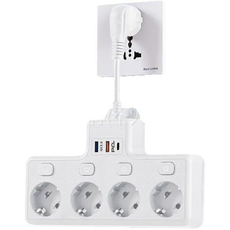 Prise Tri Prise Prise Adaptateur Multiprise Cuisine Double Prise pour Prise, Prise de Distribution 3 en 1 Adaptateur de Prise pour Bureau Maison Blanc