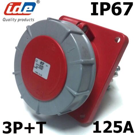 Prise Triphasé 125a 3p+t Encastrable - étanche Ip67 - Ide