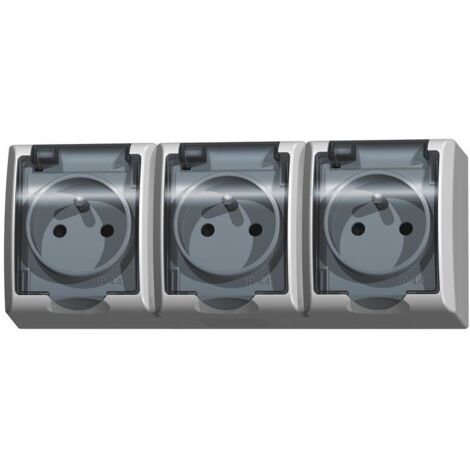 Prise triple hermétique Fala avec/sans couvercle transparent IP44 blanc GNH-3HZ/00/d