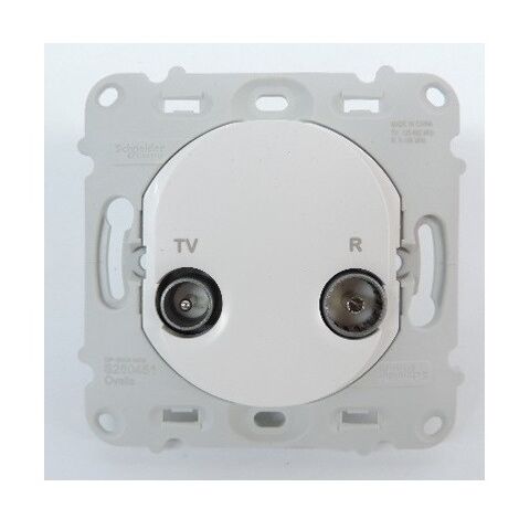 Prise TV-FM 1 entrée blanc RAL 9003 sans plaque de finition fixation par vis Ovalis SCHNEIDER S260451