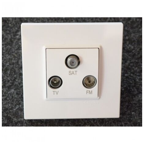 Prise TV/FM/SAT 1 entree blanche encastré complet avec support et plaque Altira SCHNEIDER ALB44329-P