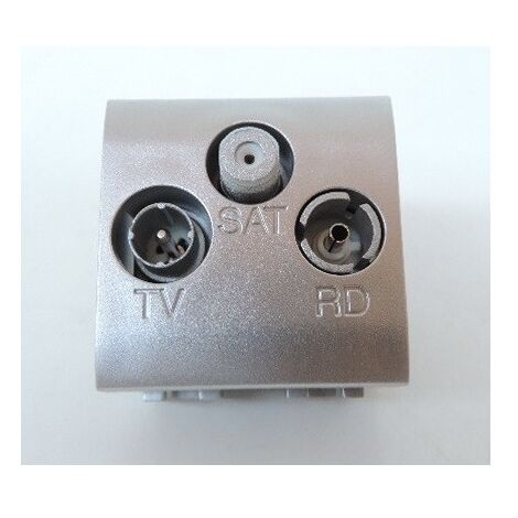 Prise TV-FM-SAT aluminium Tech 2 modules encastré sans support 1 entrée série Living Light BTICINO NT4210D