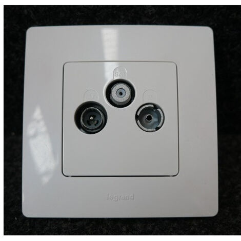 Prise TV/FM/SAT étoile blindée encastré blanc complet avec support et plaque série NILOE