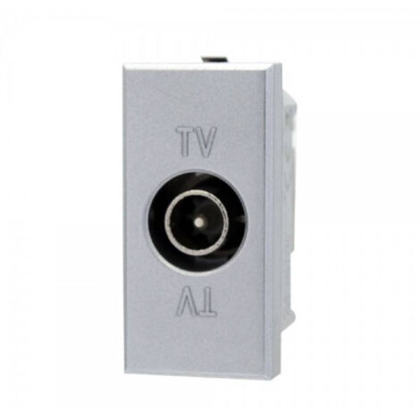 Prise Tv Mâle Traversante Argent Compatible Bticino Axolute