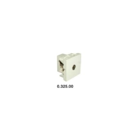 Prise TV plastron blanc 45X45mm sortie fiche coaxiale Ø 9.52mm femelle à encastrer ou à clipser EBENOID 032500