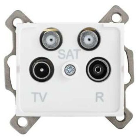 Prise TV-R-2xSAT – 4 sorties – Encastrée – ABS blanc – 64x69mm