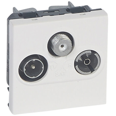 Prise TV-R-SAT Mosaic FM et DAB+ 2 modules alu LEGRAND 079296
