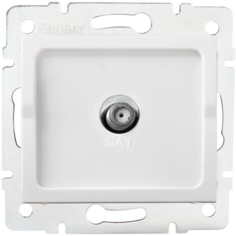 Prise TV SAT type F - Encastrée - ABS blanc - 64x69mm - Kanlux